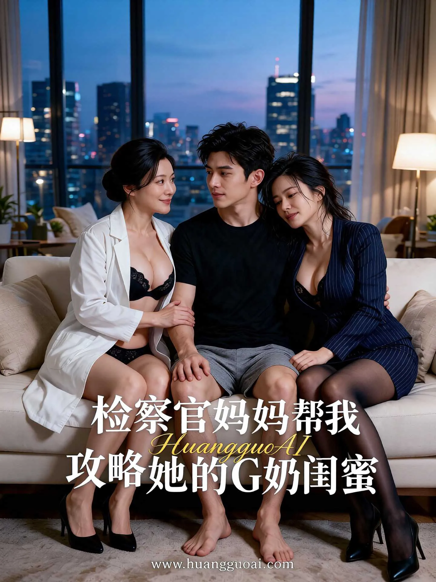 剧集海报：客厅里三人同坐沙发，气氛微妙
